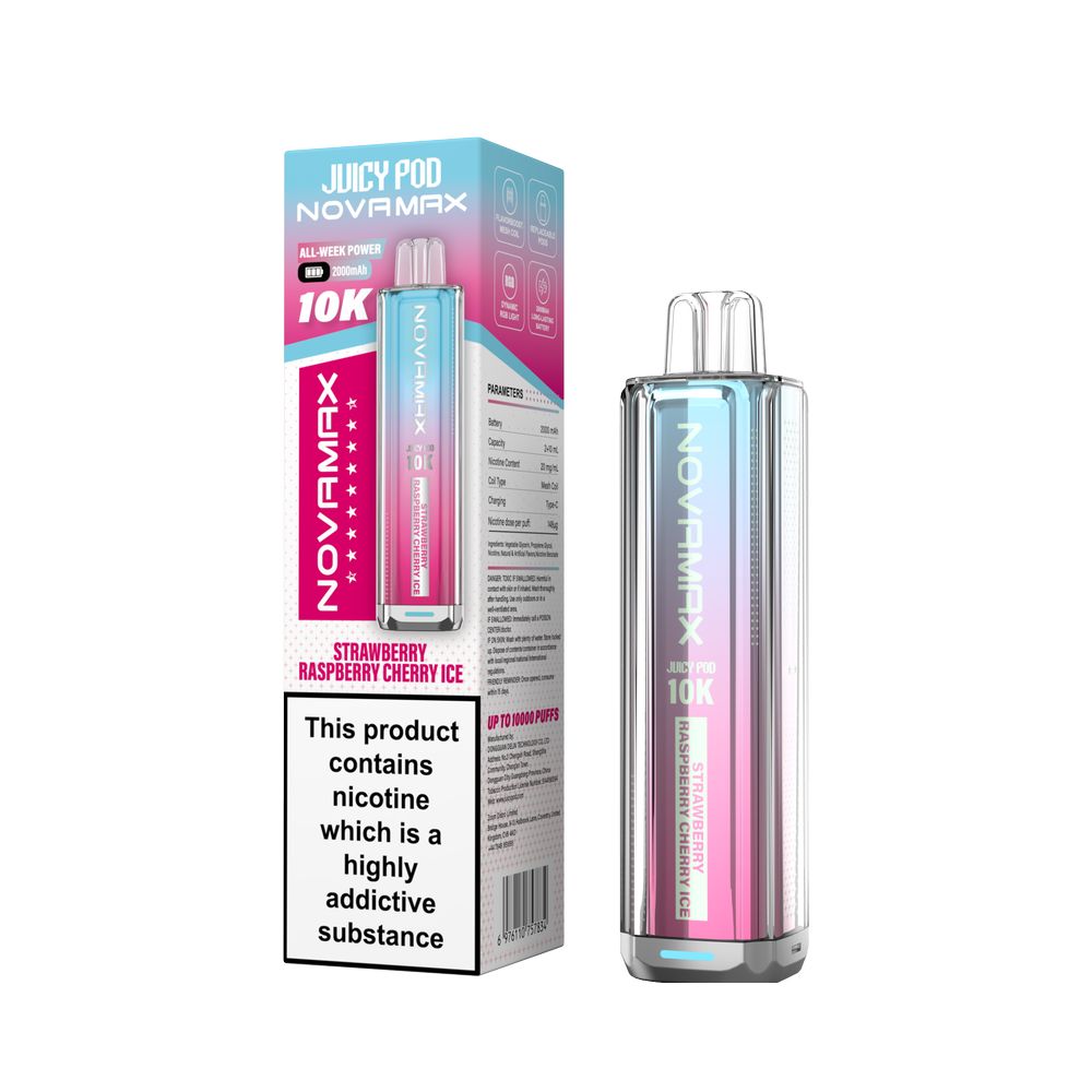 Juicy Pod Novamax 10K Device Strawberry Raspberry Cherry Ice
